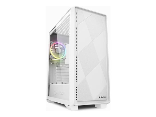 Sharkoon VS8 RGB - ATX-hölje - genomskinlig sidopanel (härdat glas) - ingen strömförsörjning - vit - USB/ljud