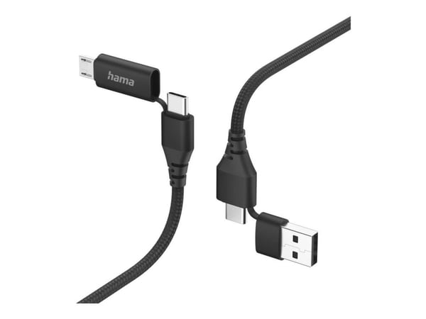 Hama 00201537, 1,5 m, USB A/USB C, USB C/Micro-USB B, USB 2.0, 480 Mbit/s, Sort