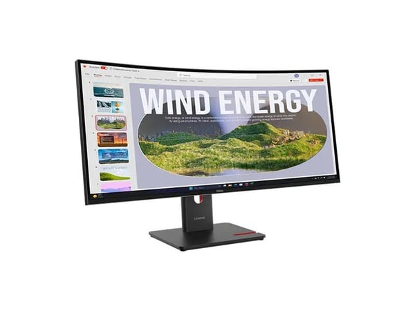 Lenovo ThinkVision T34WD-40 - LED-skjerm - kurvet - 34" - 3440 x 1440 UWQHD @ 120 Hz - VA - 300 cd/m² - 3000:1 - HDR10 - 4 ms - HDMI, DisplayPort, ...