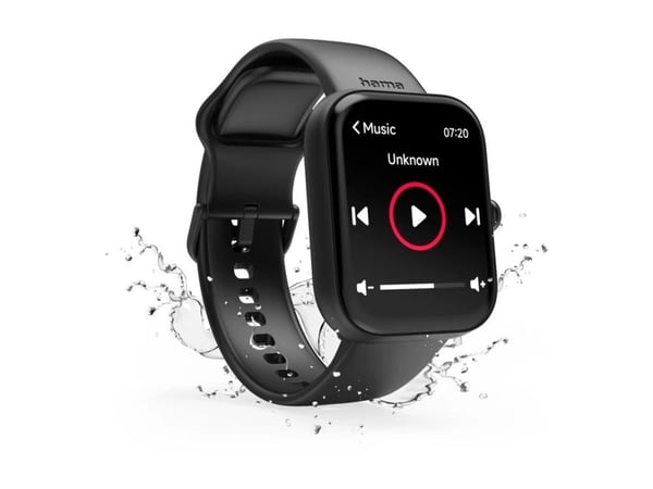 Hama 5000 - 47 mm - black plastic - smartklokke med stropp - silikon - svart - display 1.65" - Bluetooth - 40 g