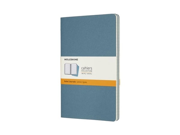 Cahier Journal Linjeret Large Brisk Blue 3-Pak