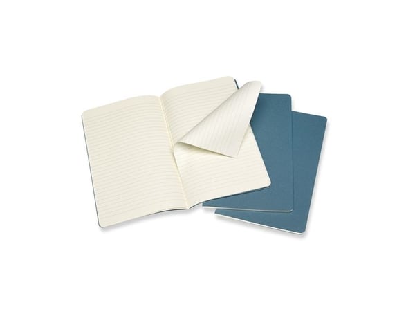 Cahier Journal Linjeret Large Brisk Blue 3-Pak
