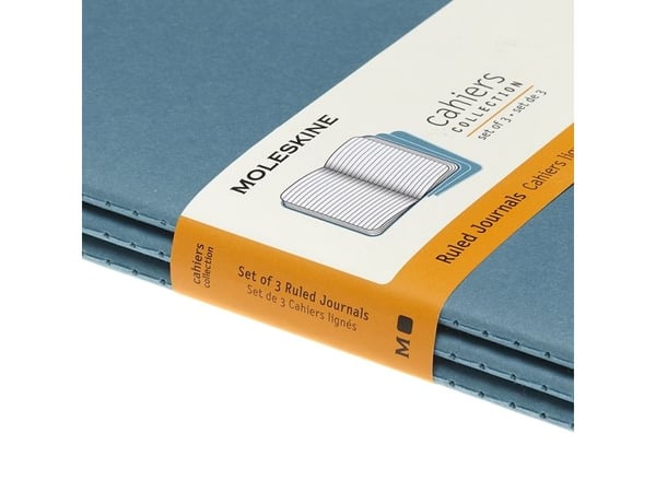 Cahier Journal Linjeret Large Brisk Blue 3-Pak
