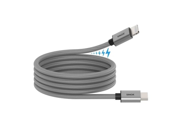 Sinox PRO USB C till Lightning magnetisk kabel 1 m grå