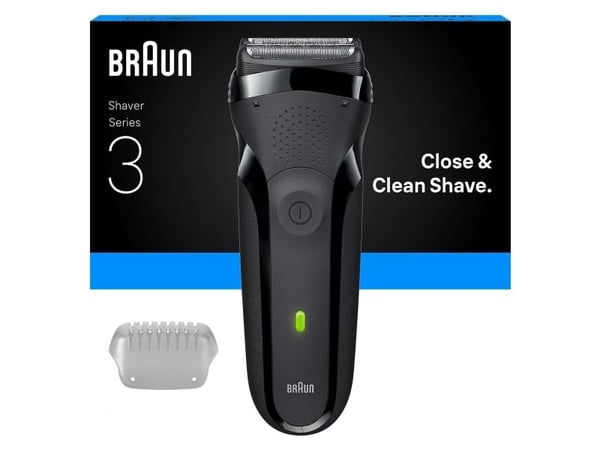 Braun Series 3 300S, Barberingsmaskin, Svart, 2 SensoFoil, Knapper, Batteri, Innebygd batteri