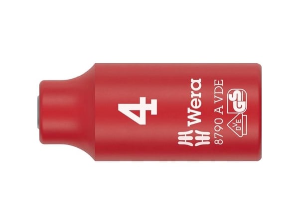 Wera 05005930001, Kraftpipe, Rød, Hvit, 1 hoder, 1/4", Metrisk, 4 mm