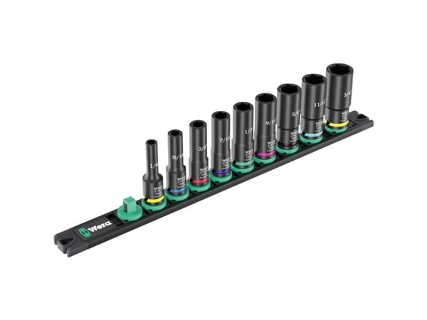 Wera 05005591001, Kraftpipesett, Sort, 9 hoder, 3/8", Metrisk/imperisk, 3/8"
