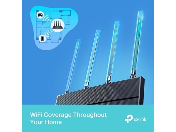 TP-Link Archer AX18, Wi-Fi 6 (802.11ax), Kaksitaajuus (2,4 GHz/5 GHz), Ethernet LAN, musta, Pöytäreititin