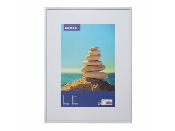 MAUL 1935802, Enkel bilderamme, MDF, Plast, Polykarbonat (PC), Hvit, Vegg, 30 x 40 cm, Rektangulær