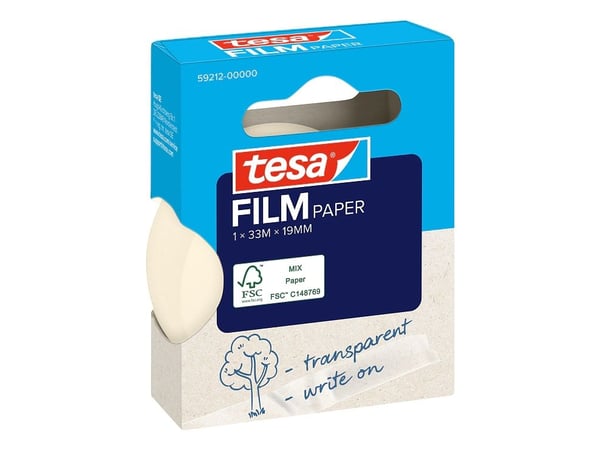 Tesa filmpapirklebende tape 33m 19mm 1 rull foldeboks (59212-00000-00)