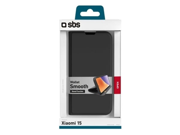 SBS TEWALXI15K, Lommebok-etui, Xiaomi, 15, 13,6 cm (5.36"), Sort