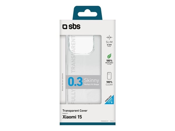 SBS TESKINXI15T, Etui, Xiaomi, 15, 16,1 cm (6.36"), Gjennomsiktig