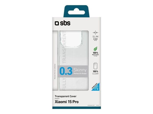 SBS TESKINXI15PT, Etui, Xiaomi, 15 Pro, 17,1 cm (6.73"), Gjennomsiktig