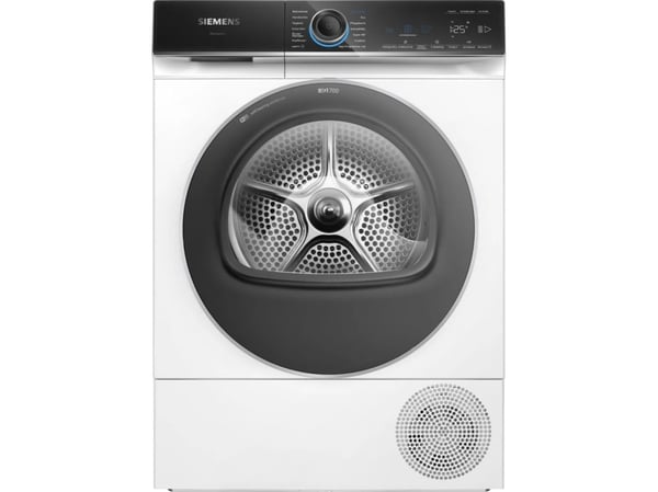 Siemens iQ700 WQ46B2D41, Frittstående, Frontmatet, Varme pumpe, Hvit, Rotasjon, Berøringskontroll, Venstre