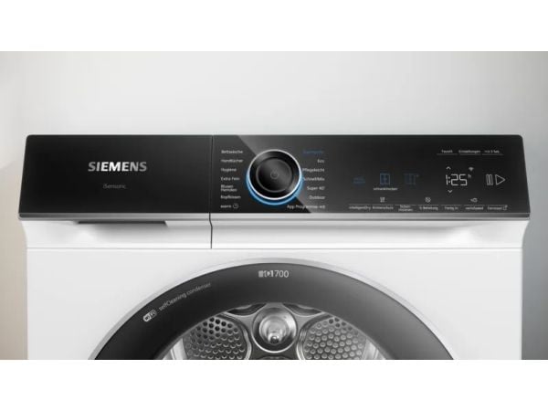 Siemens iQ700 WQ46B2D41, Frittstående, Frontmatet, Varme pumpe, Hvit, Rotasjon, Berøringskontroll, Venstre
