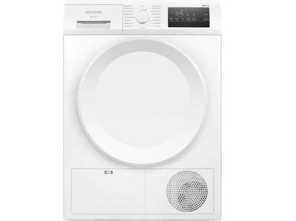 Siemens iQ300 WT43H004, Frittstående, Frontmatet, Kondensasjon, Hvit, Rotasjon, Berøringskontroll, Riktig/Høyre