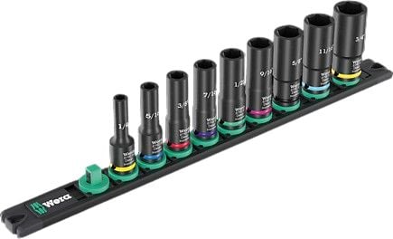 Wera 05005591001, Kraftpipesett, Sort, 9 hoder, 3/8", Metrisk/imperisk, 3/8"