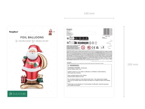 PartyDeco FB307, Toy balloon, Foil, Multicolour, Image, Christmas, Universal