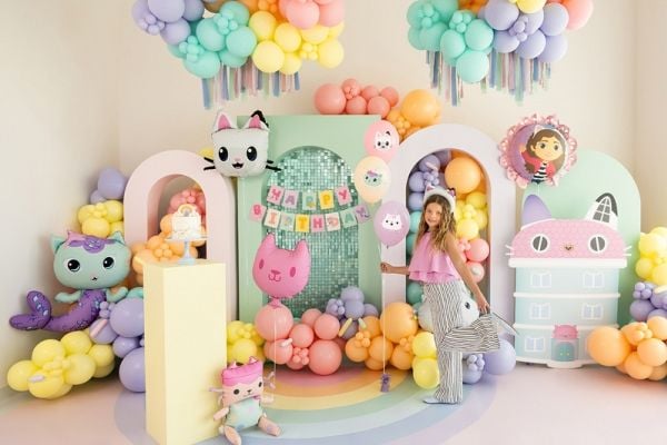 PartyDeco FB324, Lekeballong, Folie, Sort, Rosa, Hvit, Bilde, Dyr, Jente