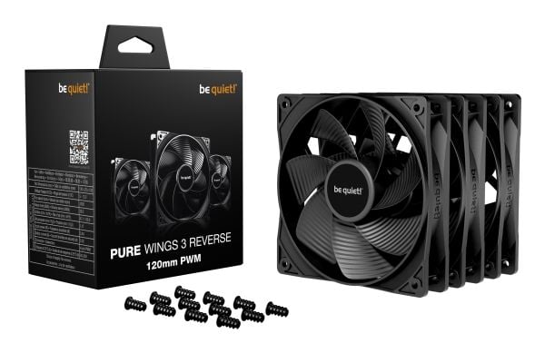 be quiet! Pure Wings 3 120mm | PWM Reverse Triple-Pack, Vifte, 12 cm, 1500 RPM, 80 m³/t, Svart