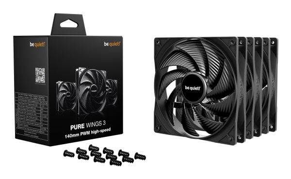 be quiet! Pure Wings 3 140mm | PWM high-speed Triple Pack, Vifte, 14 cm, 1800 RPM, 122,6 m³/t, Svart