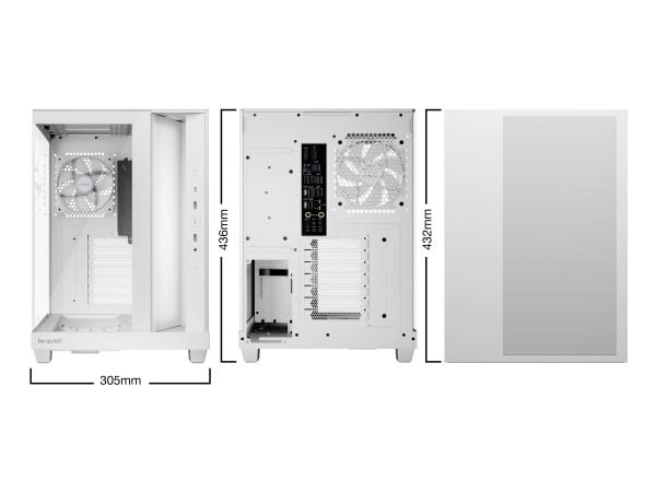be quiet! Light Base 500 LX - Midi-tårn - ATX - sidepanel med vindu (glass) - ingen strømforsyning (ATX / PS/2) - hvit - USB/lyd