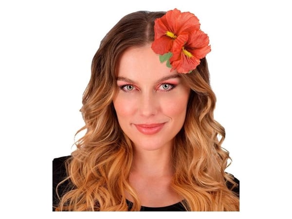 Rød hawaiiblomst med hårklips