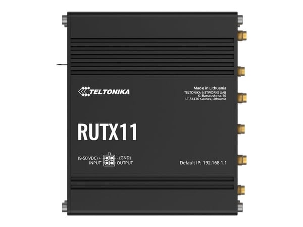 Teltonika RUTX11 - Trådløs ruter - WWAN 4-portssvitsj - 1GbE - Wi-Fi 5 - Dobbeltbånd - 3G, 4G
