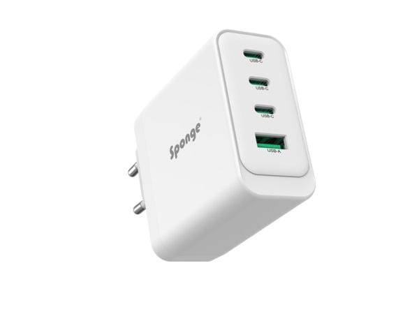 Sponge C4 - Strømadapter - GaN - 100 watt - 5 A - PD, QC - 4 utgangskontakter (3 x USB-C, USB)