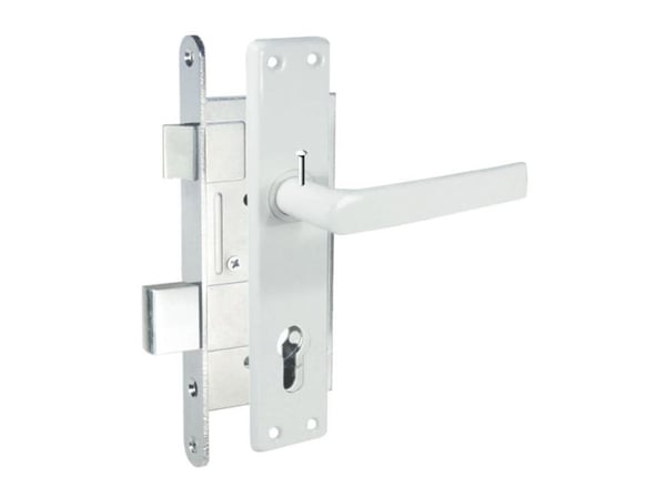 Mortise lock with frame plate ZV-45, 406Z-35802/2, 55 mm, white handles