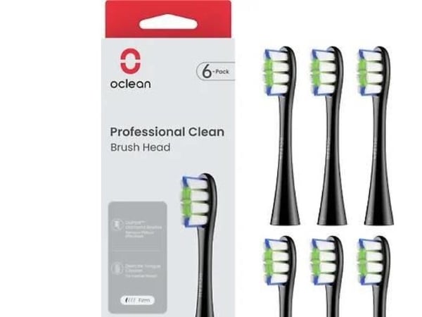 Oclean Professional Clean sett med 6 svarte børstehoder