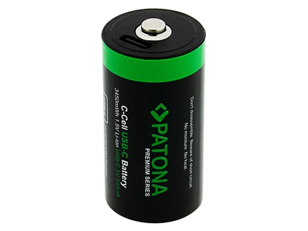 PATONA LR14, Oppladbart batteri, LR14, Lithium, 2 stykker, 550 mAh, Sort