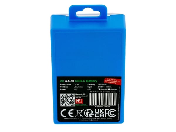 PATONA LR14, Oppladbart batteri, LR14, Lithium, 2 stykker, 550 mAh, Sort