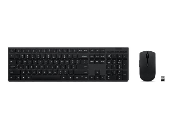 Lenovo Professional - Tastatur- og mussett - full size - trådløs - Bluetooth, 2.4 GHz - QWERTY - Dansk - grå - brun boks