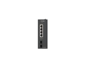 D-Link DIS 100G-06P - Switch - industriell - ikke-styrt - 4 x 10/100/1000 (PoE) + 2 x Gigabit SFP - DIN-skinnemonterbar