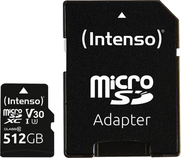 Intenso 3433493, 512 GB, MicroSDXC, Klasse 10, UHS-I, 100 MB/s, 45 MB/s