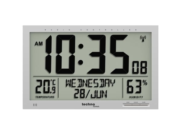Technoline WS8013, Vegg, Radiostyrt klokke, Rektangel, LCD, Batteri, AA Mignon LR06