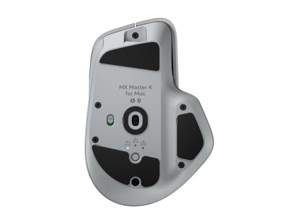 Logitech MX Master 4 for Mac - Mus - 8 knapper - trådløs - Bluetooth, 2.4 GHz - USB trådløs mottaker - hvit sølvfarge