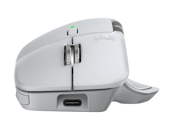 Logitech MX Master 4 for Mac - Mus - 8 knapper - trådløs - Bluetooth, 2.4 GHz - USB trådløs mottaker - hvit sølvfarge