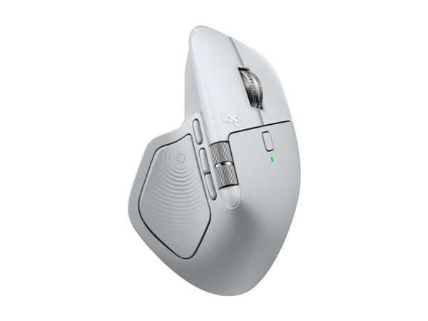 Logitech MX Master 4 for Mac - Mus - 8 knapper - trådløs - Bluetooth, 2.4 GHz - USB trådløs mottaker - hvit sølvfarge