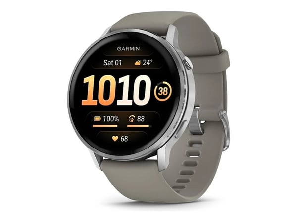 Garmin Venu 4 - 45 mm - silver - smart klocka med band - silikon - silvergrå - handledsstorlek: 135-200 mm - display 1.4" - 8 GB - Bluetooth, ANT+,...