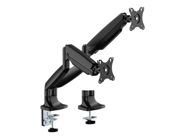 DELTACO - Monteringssett (dobbeltartikuleringsarm) - for 2 LCD displays / curved LCD displays - gassfjær, opp til 16 kg - svart - skjermstørrelse: ...