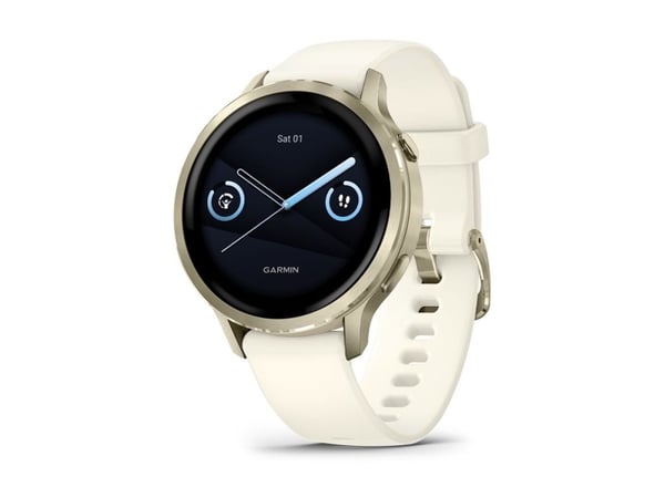Garmin Venu 4 - 41 mm - måne-gull - smartklokke med bånd - silikon - bein - håndleddstørrelse: 110-175 mm - display 1.2" - 8 GB - Bluetooth, ANT+, ...