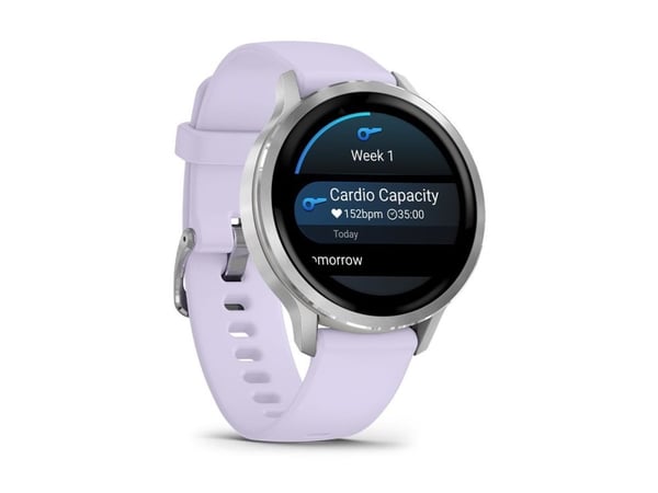 Garmin Venu 4 - 41 mm - sølvfarget - smartklokke med bånd - silikon - periwinkle - håndleddstørrelse: 110-175 mm - display 1.2" - 8 GB - Bluetooth,...