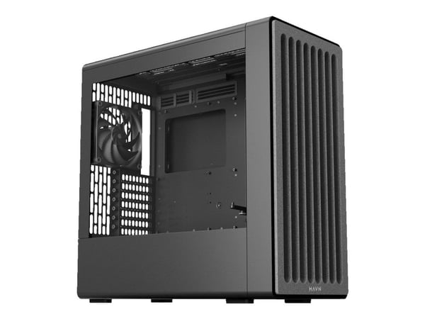 HAVN BF 360 Flow - Mid tower gaming - utvidet ATX (E-ATX) - sidepanel med vindu (herdet glass) - ingen strømforsyning (ATX) - svart - USB/Audio/Mic