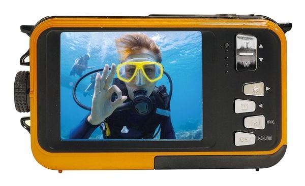 Easypix Aquapix W3027 Wave - Digitalkamera - kompakt - 5.0 MP / 30.0 MP (interpolert) - 1080i - under vannet inntil 3 m - solnedgangsoransje