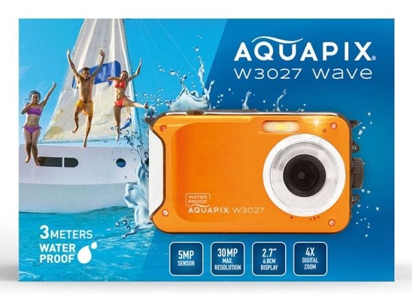 Easypix Aquapix W3027 Wave - Digitalkamera - kompakt - 5.0 MP / 30.0 MP (interpolert) - 1080i - under vannet inntil 3 m - solnedgangsoransje