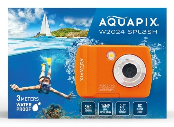 Easypix Aquapix W2024 Splash - Digitalkamera - kompakt - 5.0 MP / 16.0 MP (interpolerat) - 720 p - undervatten upp till 3 m - orange