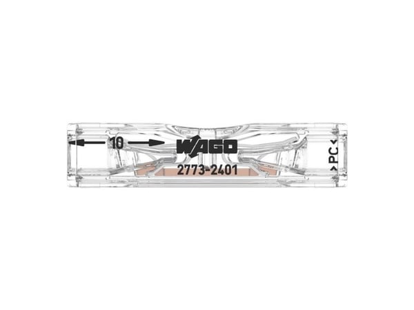 WAGO PUSH WIRE® Inline fjedersamlemuffe til entrådede og flertrådede ledere maks. 4 mm² 2-leder gennemsigtigtigt hus - (100 stk.)