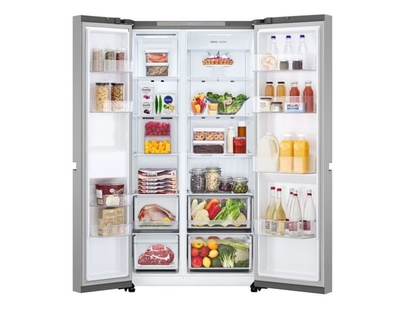 LG GSBC40PYPE - Kjøleskap/fryser - side-ved-side - bredde: 91.3 cm - dybde: 73.5 cm - høyde: 179 cm - 664 liter - Klasse E - primasølv